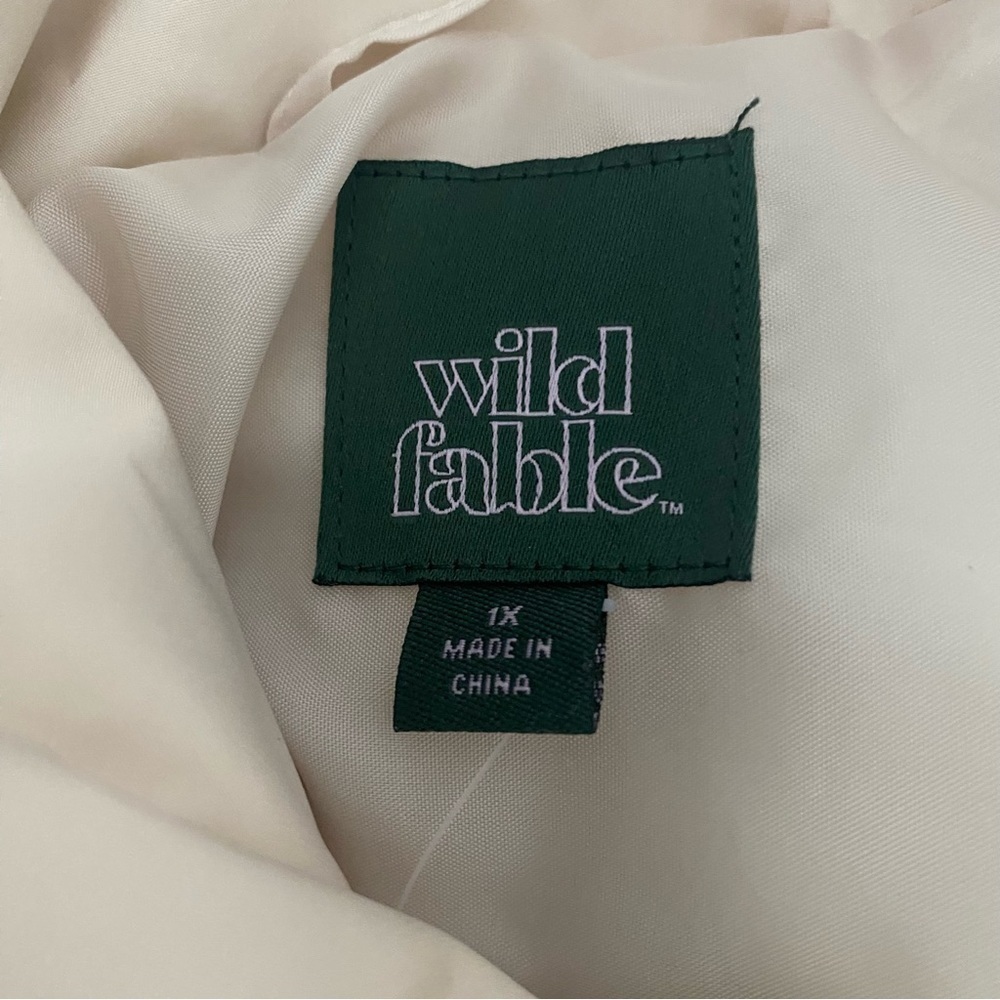 Women's Plus Size Nylon Quilted Bomber Jacket - Wild Fable Off-White Size 1X - Picture 10 of 11